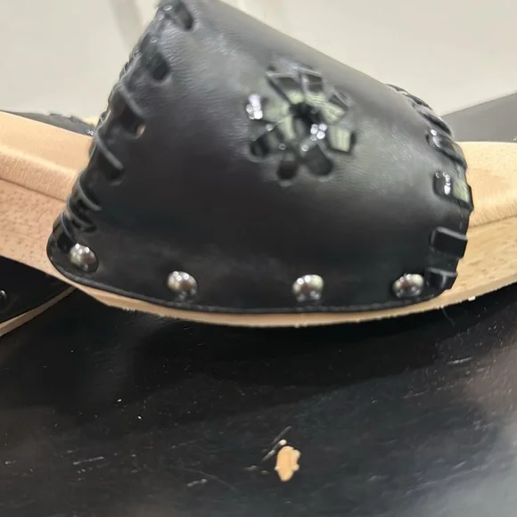 Jack Rogers Leather Breaker Clog Sandals Black - size 9 Medium - Picture 9 of 9